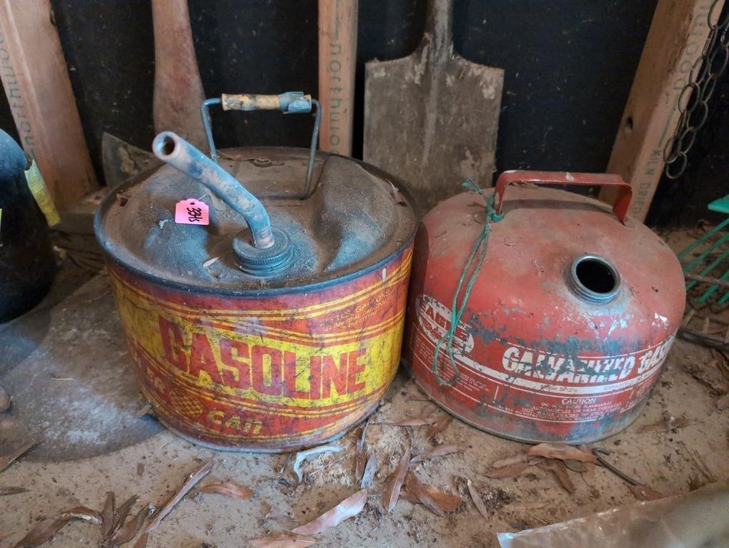 2 vintage metal gas cans