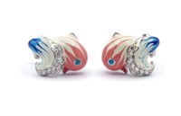 Enamel & silver koi fish earrings