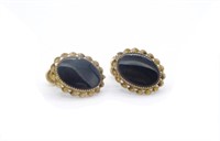 Mid C. onyx & gold filled ear clips