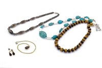 Smoky quartz & bead jewellery group