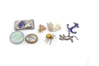 Group of various vintage brooches including silver