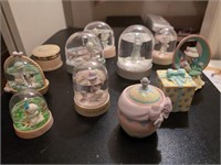 Precious Moments water globes and boxes