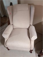 Cream wingback queen Anne legs recliner