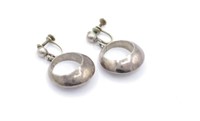 Mid C. Mexican Modernist silver drop ear clips