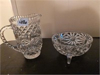 Crystal small footed bowl and pitcher