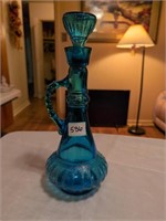 Vintage blue liquor bottle decanter