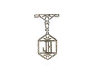 Art Deco silver & marcasite initial brooch