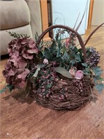 Basket w bird and flowers