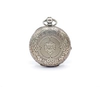 Ladies silver hunter pocket watch, marked Alcock