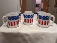 Vintage glass patriotic flag mugs possibly from