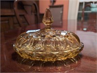 Amber vintage glassware butter dish