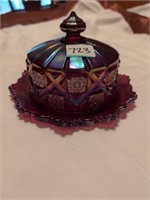 Westmoreland Glass ruby red carnival glass dish w