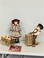 2 Coca-Cola Heirloom dolls w/ cart & Teddy Bear