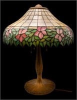 Wilkinson? Leaded Glass Lamp w/ Floral Motif.