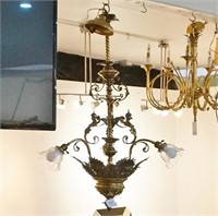 A Fancy Brass electrified Gas Light Chandelier
