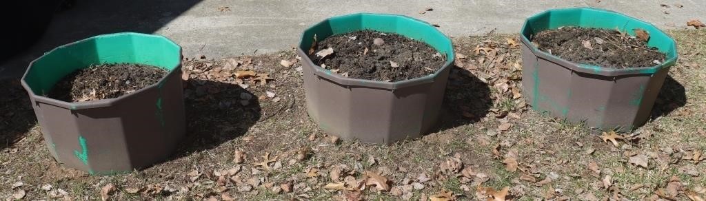 3 Plastic Planter Tubs: 25"D x 12"T