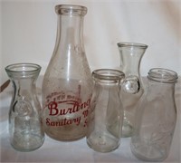 5 Vintage Milk & Cream Bottles: Burlington,…