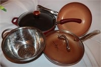 Aluminum Skillets w/ Lids & Strainer: