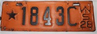 Vintage WI 1928 License Plate