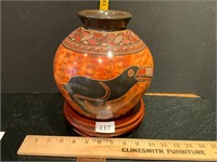 Costa Rican Guaitil Pottery Vase w/Stand
