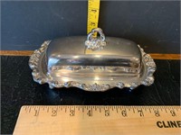 Poole Silver Lancaster Rose Footed Butter Dish