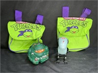 3 TMNT Figure, Sewer Ball, & Bags