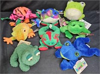 8 Assorted Stuffed Frogs