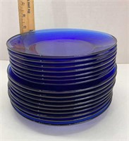 Cobalt plate lot of 16 one chipped