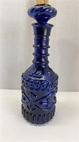 Cobalt glass liquor bottle