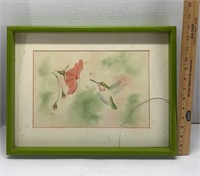Hummingbird watercolor painting signed Victoria