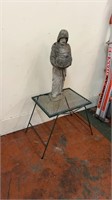 Outdoor Metal Table with Cement Statue