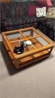 3ft X 3Ft Glass Panel Wooden Coffee Table