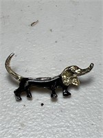 Vintage  dachshund pin with rhinestones