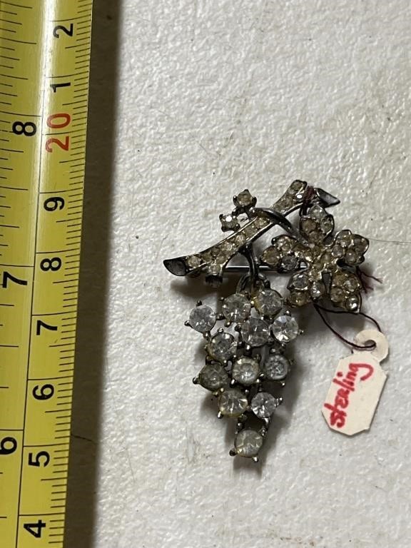 Vintage Trifari rhinestone sterling brooch