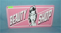 beauty shop License plate size retro style sign