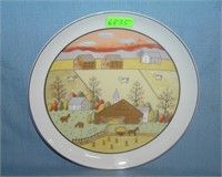 Farm town scene collector plate 1960's