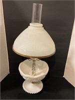 Electric lamp with globe. Milk glass