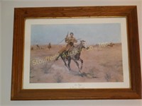 Framed print "The Flight" by Frederic Remington,