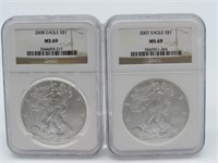 2007 & 2008 SILVER AMERICAN EAGLES: