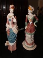 2 Victorian resin figurines, 9"h