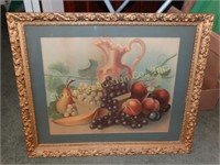 Framed fruit picture, 21" x 25"