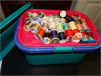 Thread, sewing notions, in plastic carry case 10"