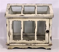 Terrarium, wooden house shape, glass windows