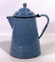 Blue agate coffee pot, 6.25" base, 9.5"T
