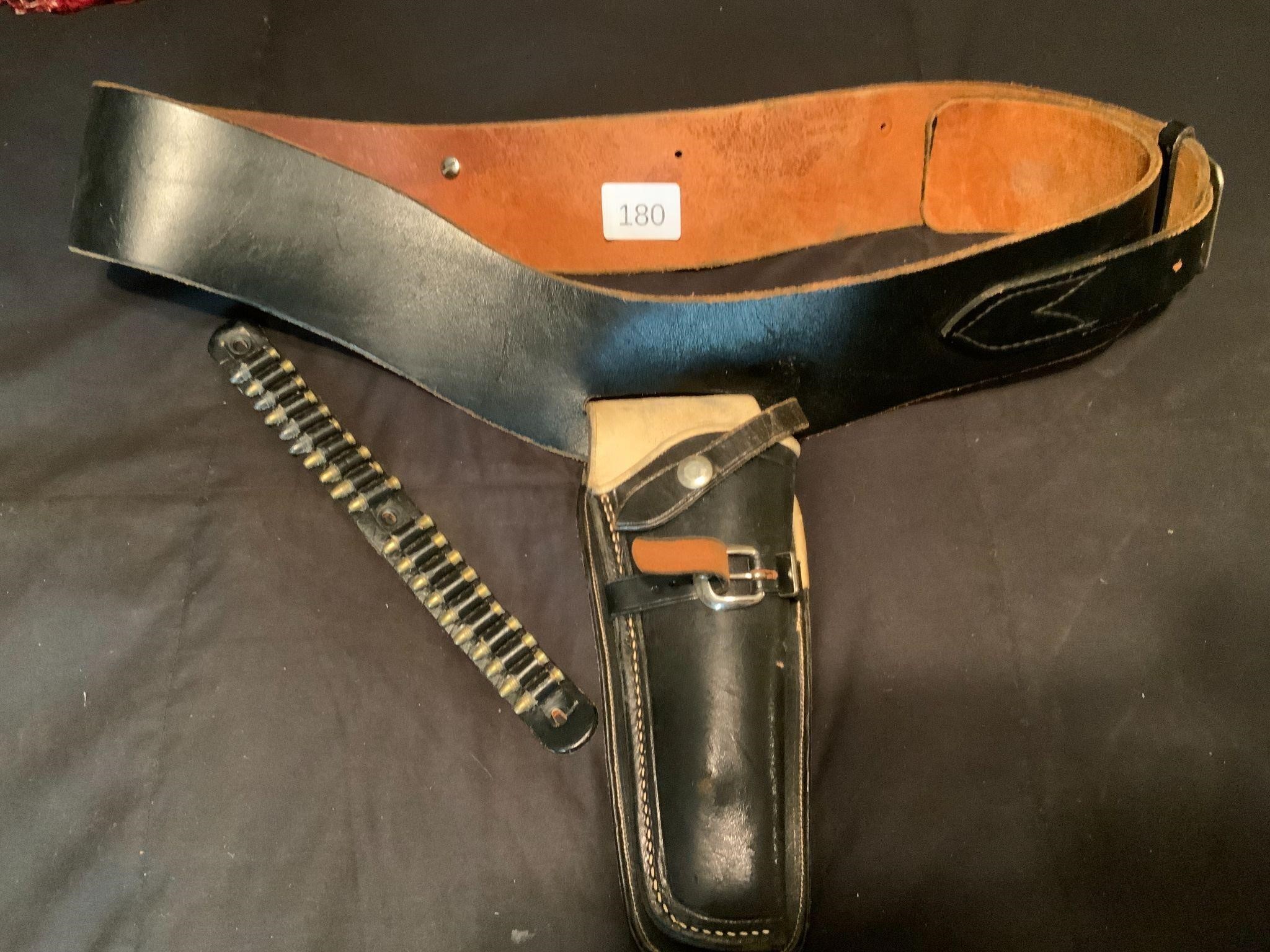 Leather Gun Belt Holster w/Ammo