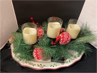 Battery operated candle decoration with tray