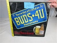 Budweiser Buds 4U License Plate Beer Light