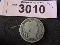 1912 S Barber silver half dollar