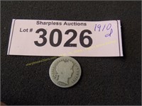 1910 D Barber silver dime