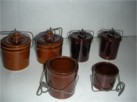 Vintage Brown Cheese Crocks  largest 4 1/2 x 4